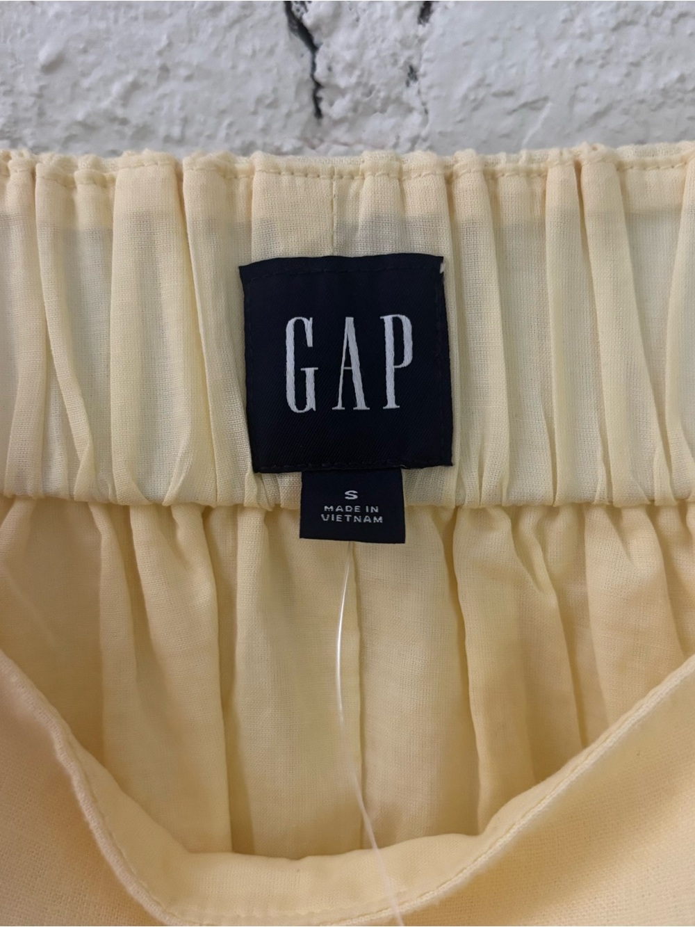 GAP Butter Yellow Linen Blend Bubble Hem Mini Dress S NWT - Picture 6 of 10